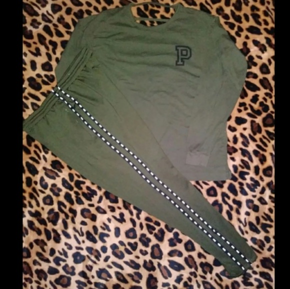 PINK Victoria's Secret Sweaters - Vs pink olive green set